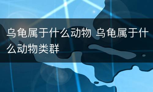 乌龟属于什么动物 乌龟属于什么动物类群