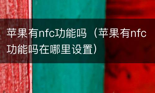 苹果有nfc功能吗（苹果有nfc功能吗在哪里设置）
