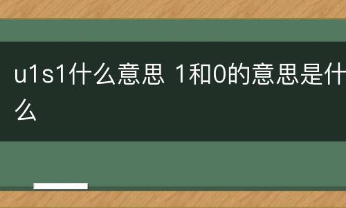u1s1什么意思 1和0的意思是什么