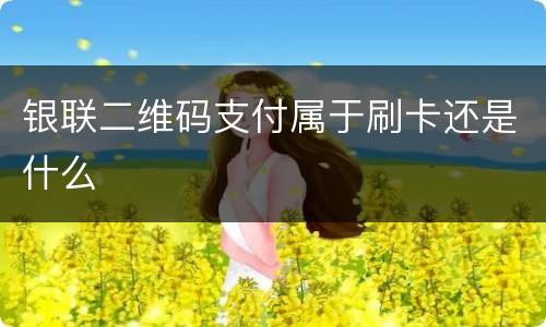 银联二维码支付属于刷卡还是什么