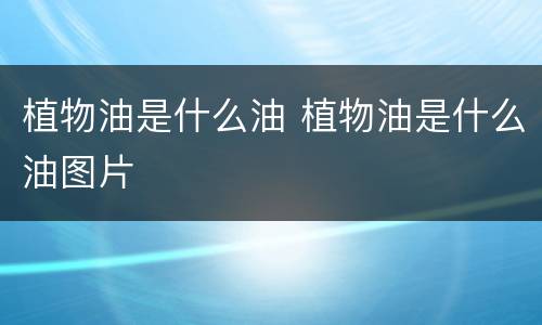植物油是什么油 植物油是什么油图片