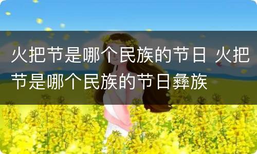 火把节是哪个民族的节日 火把节是哪个民族的节日彝族
