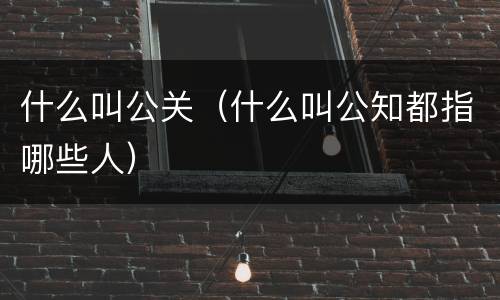 什么叫公关（什么叫公知都指哪些人）