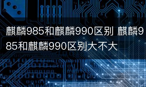 麒麟985和麒麟990区别 麒麟985和麒麟990区别大不大