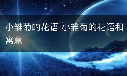 小雏菊的花语 小雏菊的花语和寓意