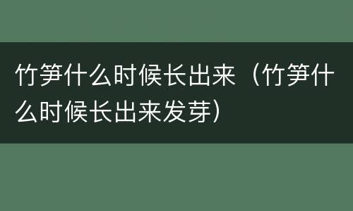 竹笋什么时候长出来（竹笋什么时候长出来发芽）
