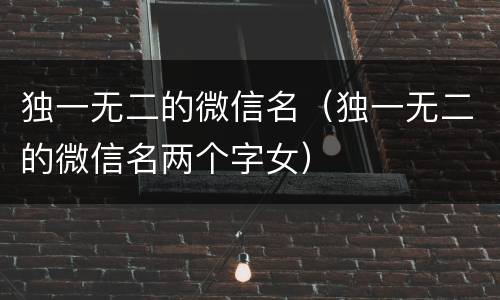 独一无二的微信名（独一无二的微信名两个字女）