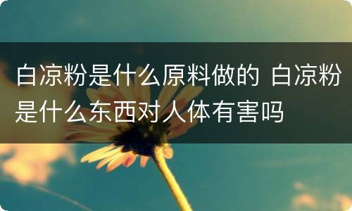 白凉粉是什么原料做的 白凉粉是什么东西对人体有害吗