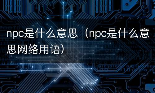 npc是什么意思（npc是什么意思网络用语）