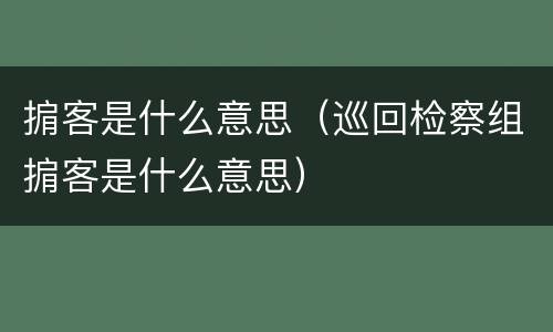 掮客是什么意思（巡回检察组掮客是什么意思）