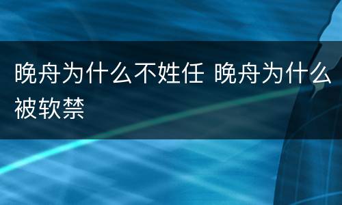 晚舟为什么不姓任 晚舟为什么被软禁