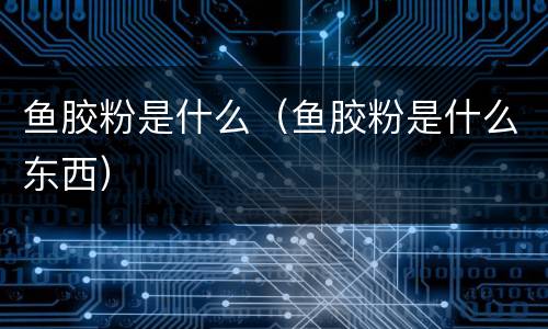 鱼胶粉是什么（鱼胶粉是什么东西）