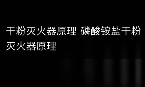 干粉灭火器原理 磷酸铵盐干粉灭火器原理