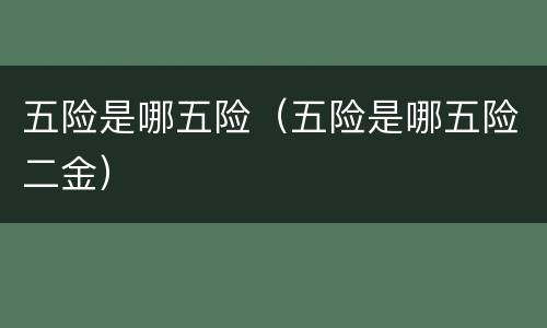 五险是哪五险（五险是哪五险二金）
