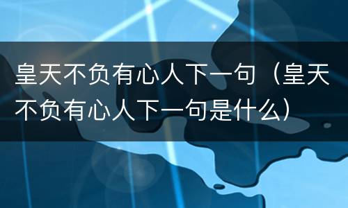 皇天不负有心人下一句（皇天不负有心人下一句是什么）