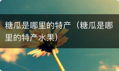 糖瓜是哪里的特产（糖瓜是哪里的特产水果）
