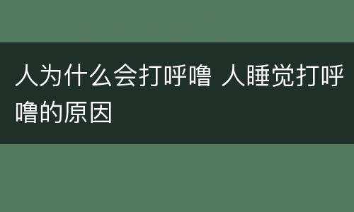 人为什么会打呼噜 人睡觉打呼噜的原因