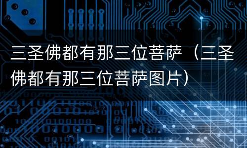三圣佛都有那三位菩萨（三圣佛都有那三位菩萨图片）