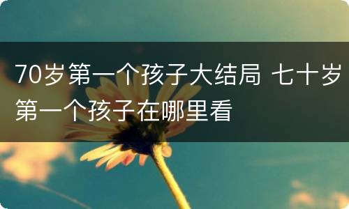 70岁第一个孩子大结局 七十岁第一个孩子在哪里看