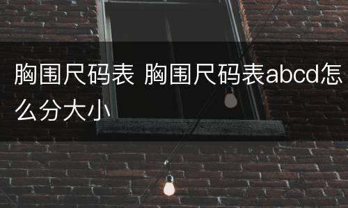 胸围尺码表 胸围尺码表abcd怎么分大小