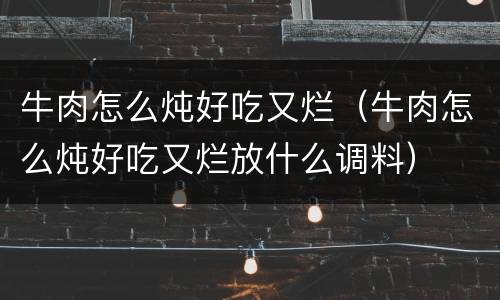 牛肉怎么炖好吃又烂（牛肉怎么炖好吃又烂放什么调料）