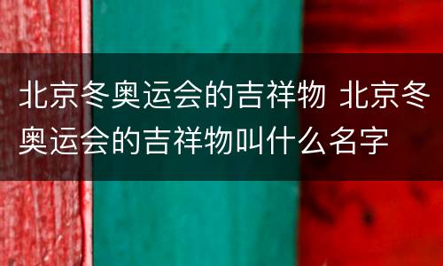 北京冬奥运会的吉祥物 北京冬奥运会的吉祥物叫什么名字