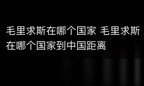 毛里求斯在哪个国家 毛里求斯在哪个国家到中国距离