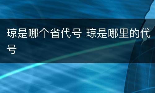 琼是哪个省代号 琼是哪里的代号