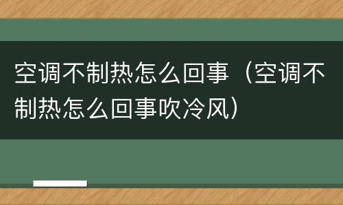 空调不制热怎么回事（空调不制热怎么回事吹冷风）