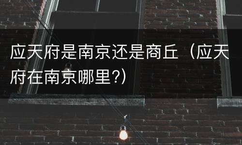 应天府是南京还是商丘（应天府在南京哪里?）