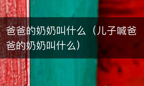 爸爸的奶奶叫什么（儿子喊爸爸的奶奶叫什么）