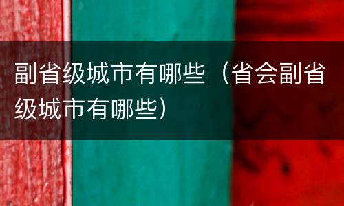 副省级城市有哪些（省会副省级城市有哪些）