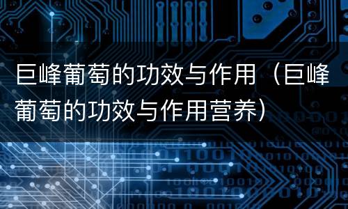 巨峰葡萄的功效与作用（巨峰葡萄的功效与作用营养）