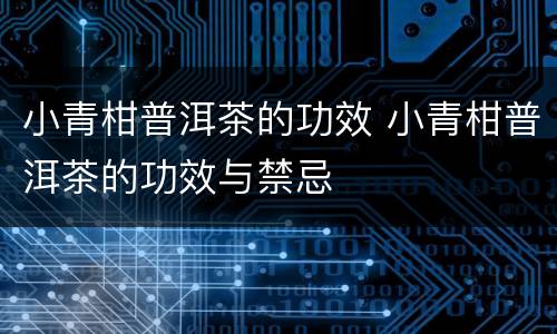 小青柑普洱茶的功效 小青柑普洱茶的功效与禁忌