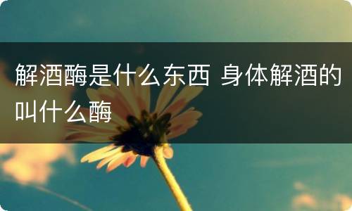 解酒酶是什么东西 身体解酒的叫什么酶