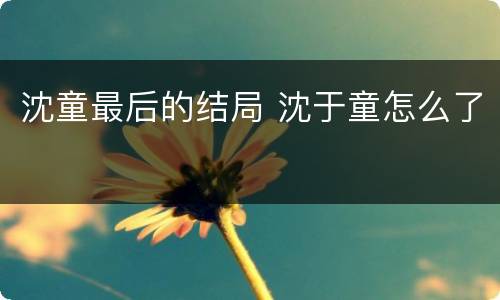 沈童最后的结局 沈于童怎么了