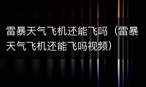 雷暴天气飞机还能飞吗（雷暴天气飞机还能飞吗视频）