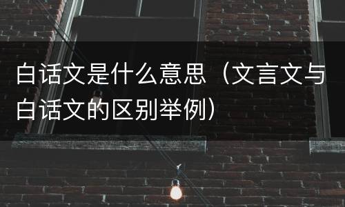 白话文是什么意思（文言文与白话文的区别举例）