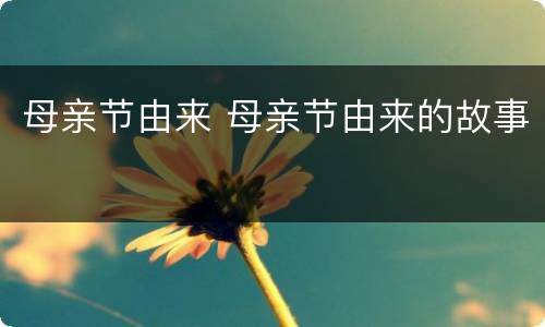 母亲节由来 母亲节由来的故事
