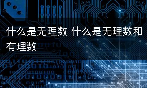 什么是无理数 什么是无理数和有理数
