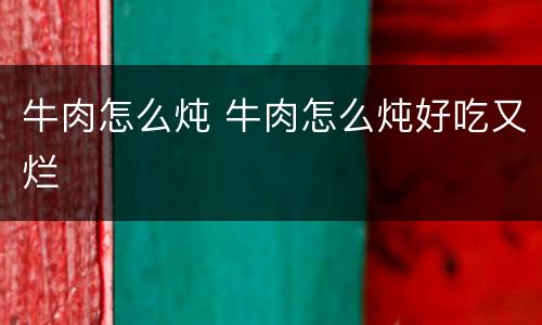 牛肉怎么炖 牛肉怎么炖好吃又烂
