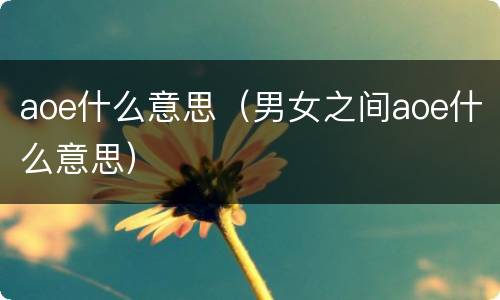 aoe什么意思（男女之间aoe什么意思）