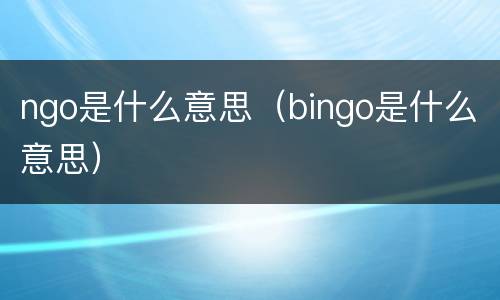 ngo是什么意思（bingo是什么意思）