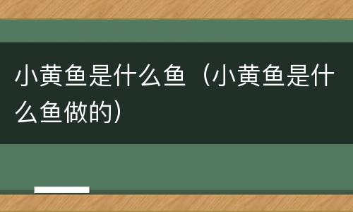 小黄鱼是什么鱼（小黄鱼是什么鱼做的）
