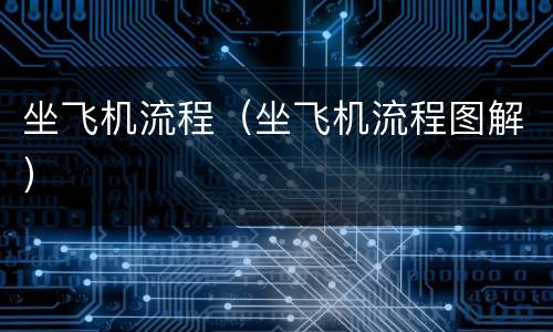 坐飞机流程（坐飞机流程图解）