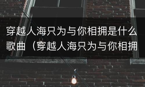 穿越人海只为与你相拥是什么歌曲（穿越人海只为与你相拥是什么歌曲?）