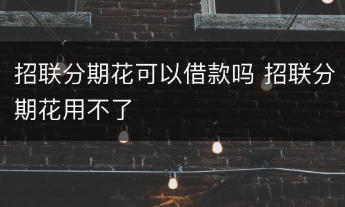 招联分期花可以借款吗 招联分期花用不了