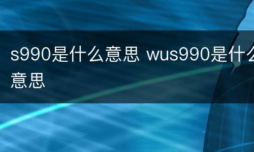 s990是什么意思 wus990是什么意思