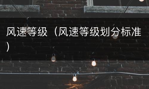 风速等级（风速等级划分标准）