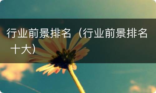 行业前景排名（行业前景排名 十大）